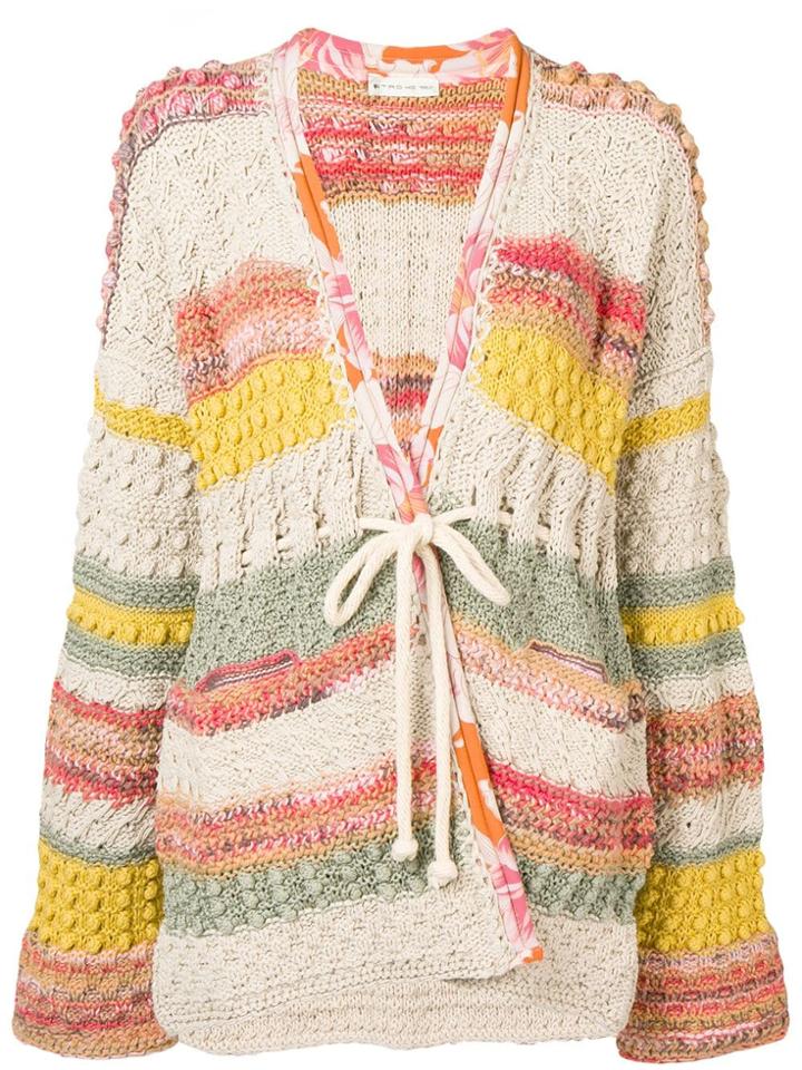 Etro Patchwork Knit Cardigan - Neutrals