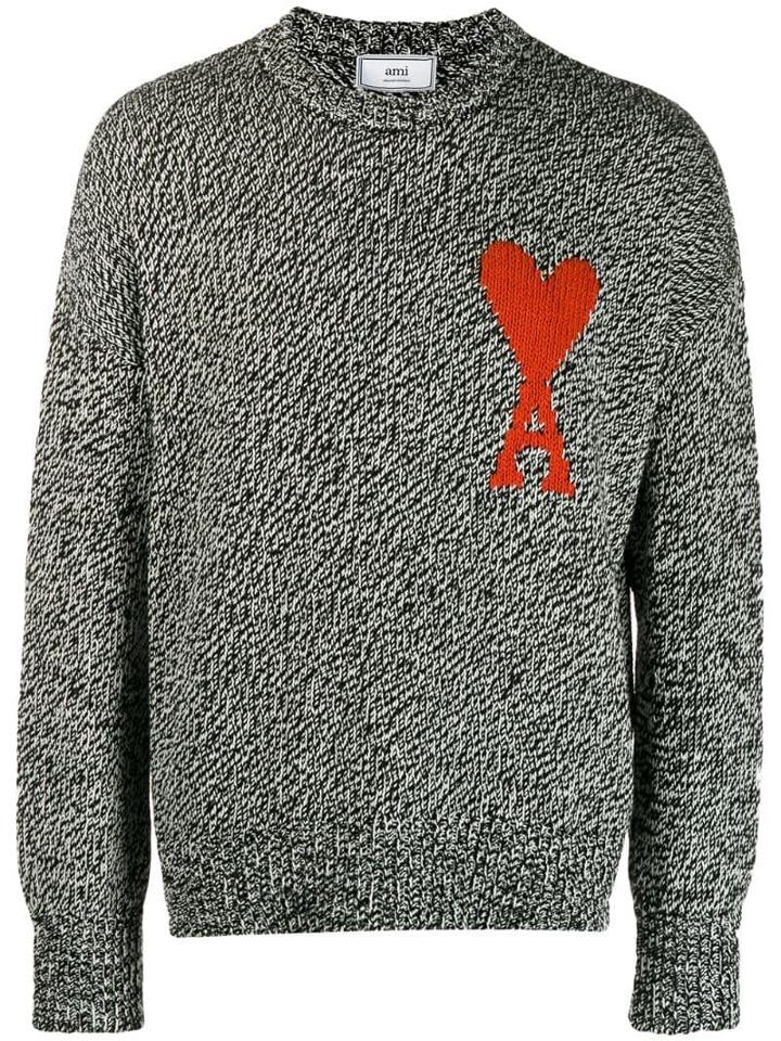 Ami Paris Intarsia Knit Jumper - Black