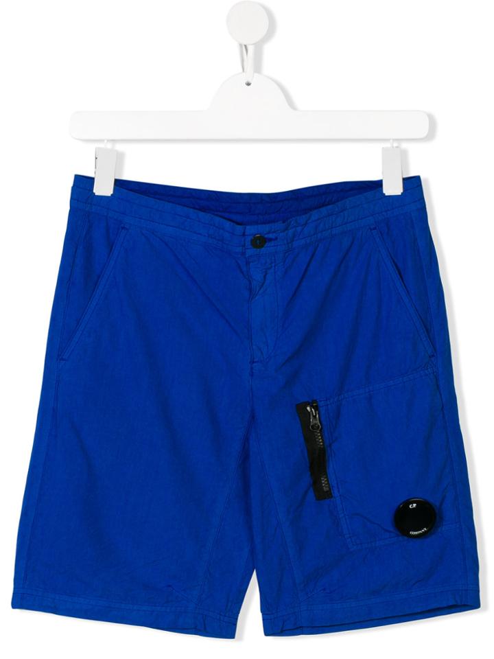 Cp Company Kids Teen Logo Plaque Shorts - Blue