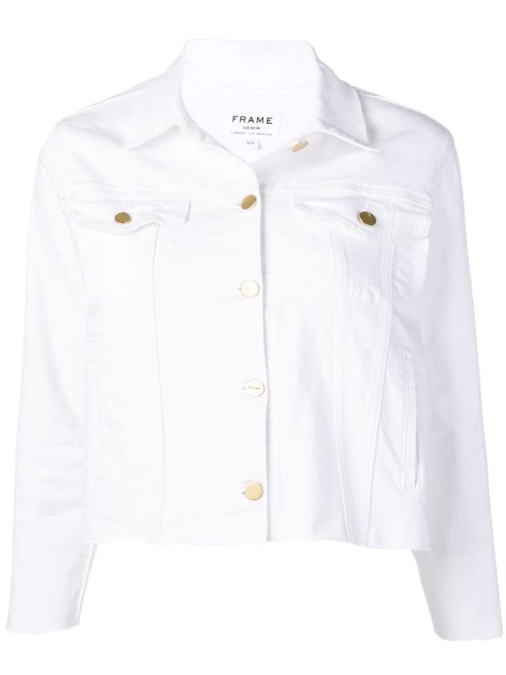 Frame Distressed Cropped Jacket - White