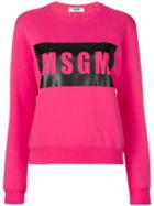 Msgm - Logo Print Sweatshirt - Women - Cotton - S, Pink/purple, Cotton