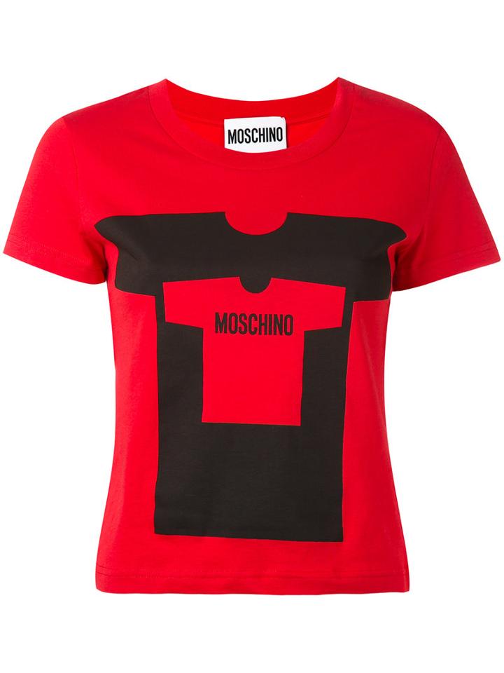 Moschino Logo T-shirt, Women's, Size: 38, Red, Cotton