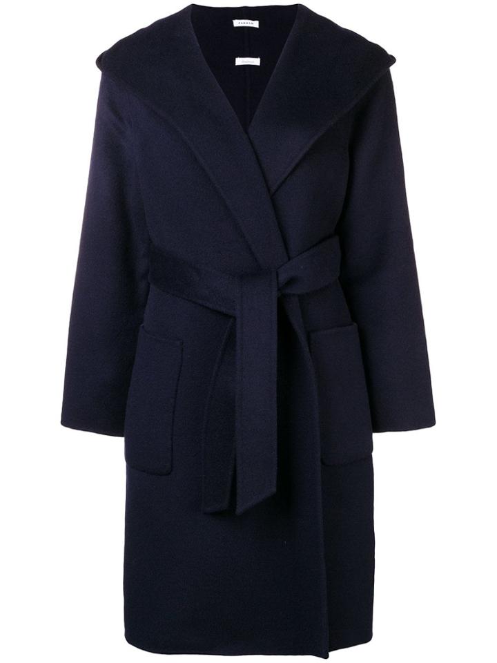 P.a.r.o.s.h. Hooded Midi Coat - Blue