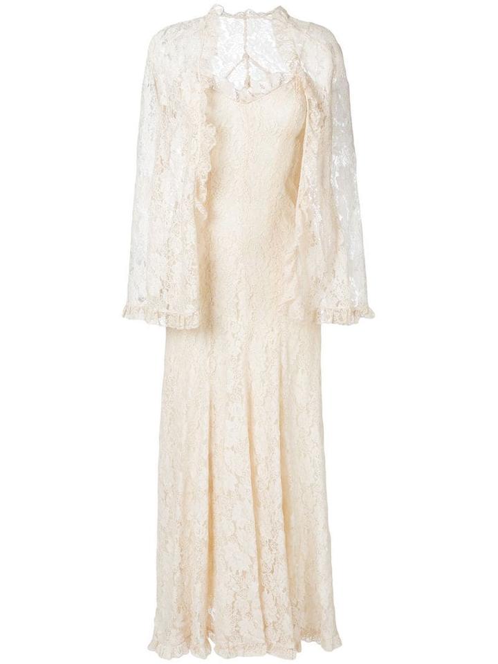 William Vintage Lingerie Inspired Gown And Matching Jacket - Neutrals