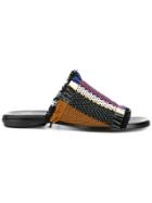 Proenza Schouler Striped Woven Sandals - Black
