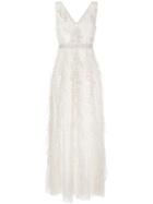 Valentino Floral Embroidered Ruffled Gown - Nude & Neutrals