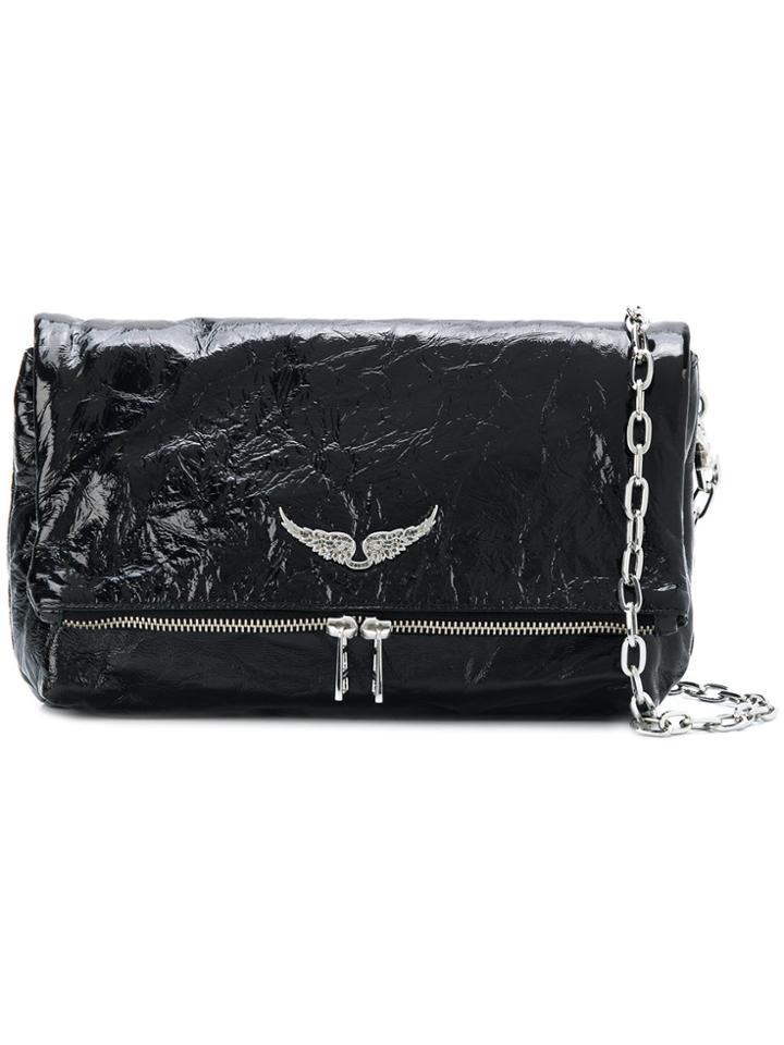 Zadig & Voltaire Rocky Creased Shoulder Bag - Black