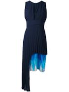 Chalayan - Contrast Length Pleat Dress - Women - Silk/polyester - 44, Blue, Silk/polyester
