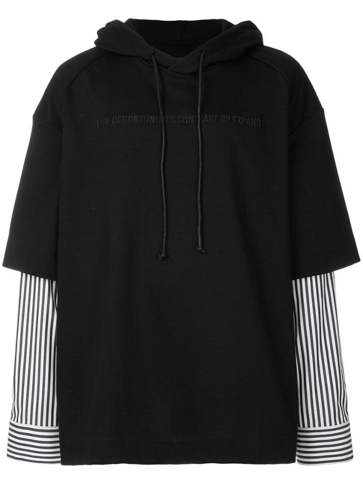 Juun.j Striped Sleeves Hoodie - Black