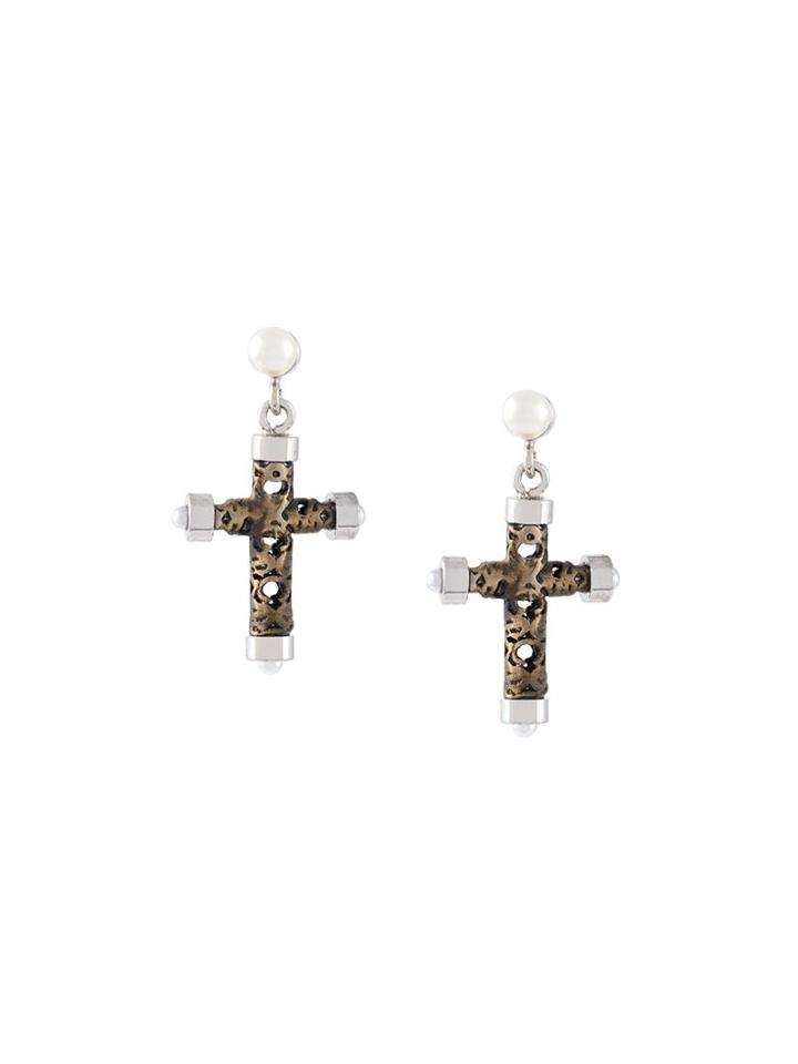 Givenchy Cross Earrings, Women's, Metallic, Brass