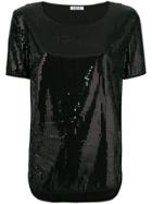 P.a.r.o.s.h. Sequin Short-sleeve Top - Black