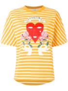 Vivetta - Striped Print T-shirt - Women - Cotton - 40, Women's, Yellow/orange, Cotton