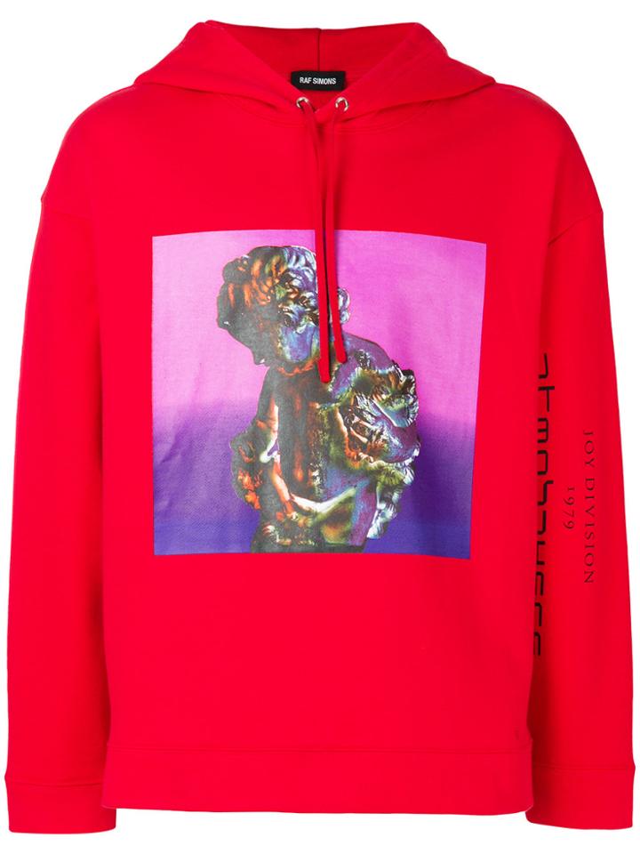 Raf Simons Graphic Print Hoodie - Red