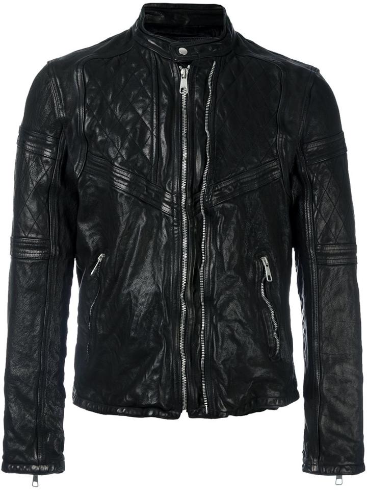 Neil Barrett Quilted Leather Jacket, Men's, Size: Medium, Brown, Calf Leather/cupro