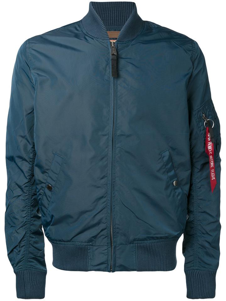 Bomber Jacket - Men - Nylon - M, Blue, Nylon, Alpha Industries