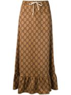 Gucci Gg Supreme Drawstring Skirt - Brown