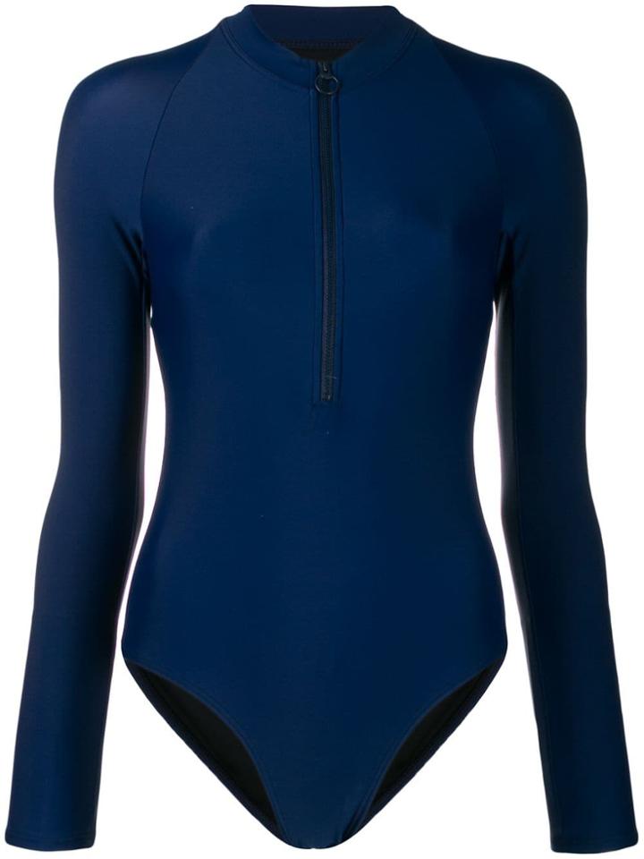 Perfect Moment Long-sleeved Zip-front Swimsuit - Blue