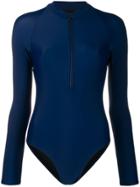 Perfect Moment Long-sleeved Zip-front Swimsuit - Blue