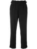 Giorgio Armani Elasticated Hem Cropped Trousers, Women's, Size: 44, Black, Virgin Wool