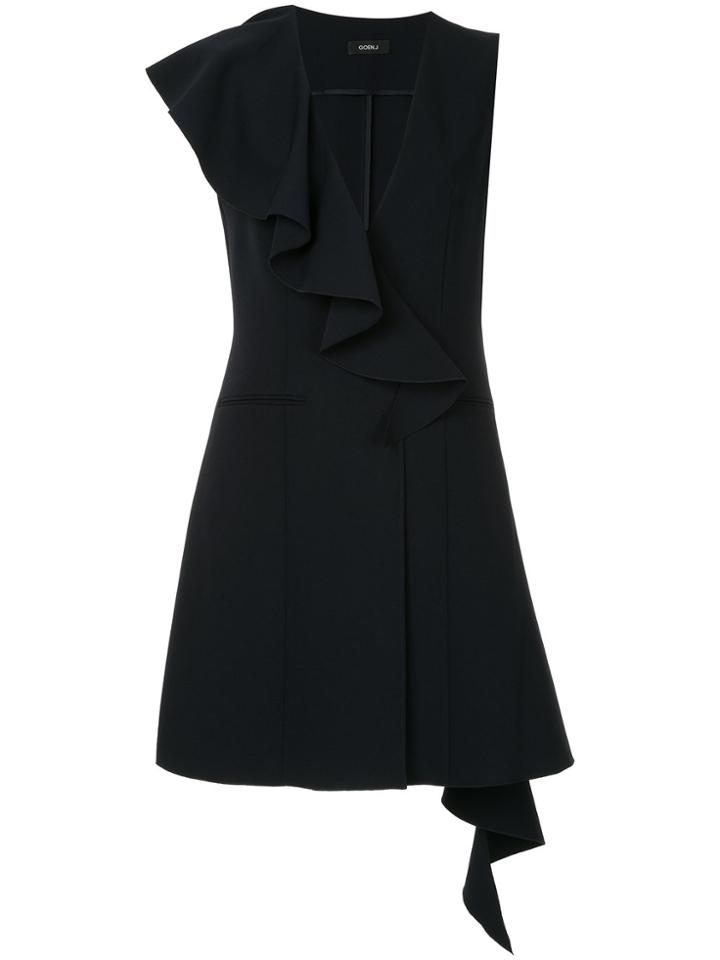 Goen.j Ruffled Neck Vest Jacket - Blue