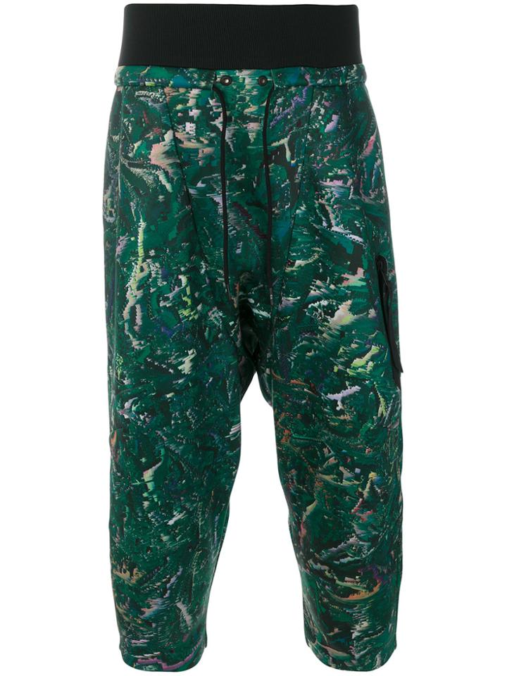 Y-3 Abstract Print Cropped Trousers - Green
