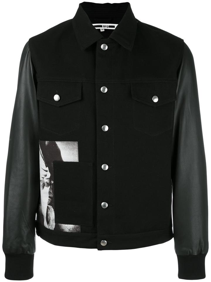 Mcq Alexander Mcqueen Billy Bomber Jacket, Men's, Size: 50, Black, Cotton/calf Leather
