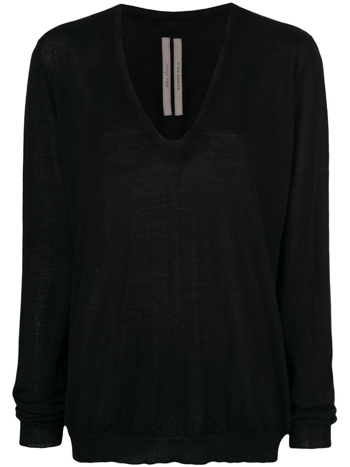 Rick Owens Long-sleeve Fitted Sweater - Black