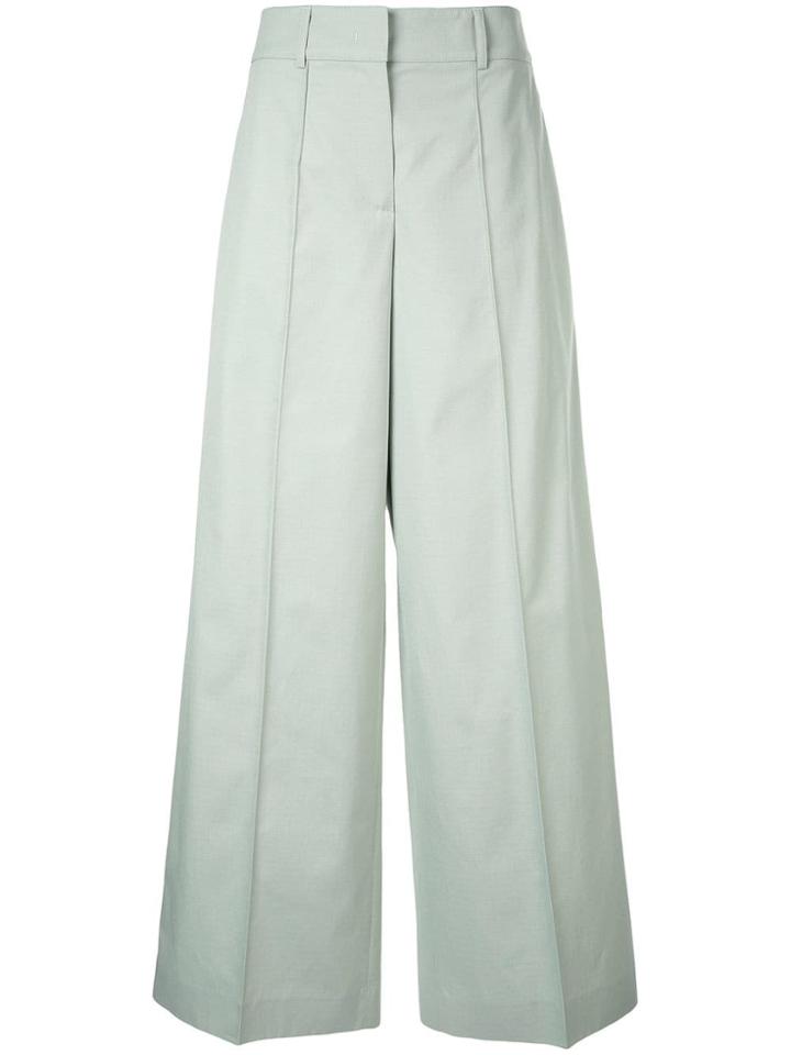 Jil Sander Navy Flared Tailored Trousers - Green
