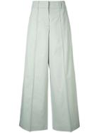 Jil Sander Navy Flared Tailored Trousers - Green