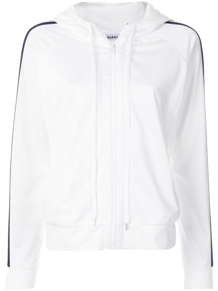 P.a.r.o.s.h. Side Stripe Zipped Hoodie - White