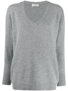 Zanone V-neck Plain Jumper - Grey