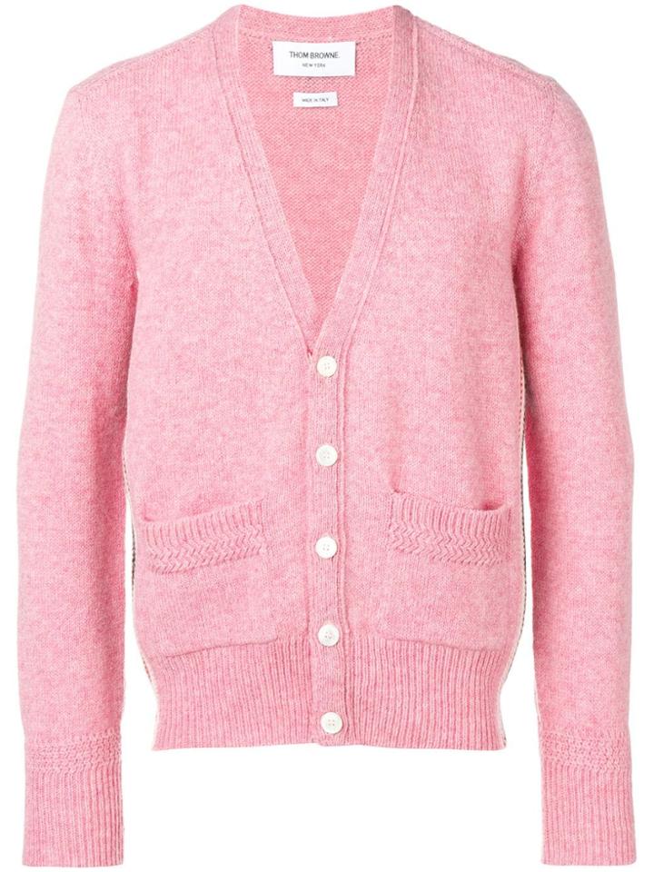 Thom Browne Relaxed Rwb Intarsia Stripe Cardigan - Pink