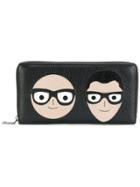 Dolce & Gabbana Designer Patch Zip-around Wallet - Black