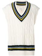 Maison Margiela Raw Edge Sleeveless Cable Knit Sweater - White