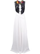 Talbot Runhof Floral Embellished Long Dress - White