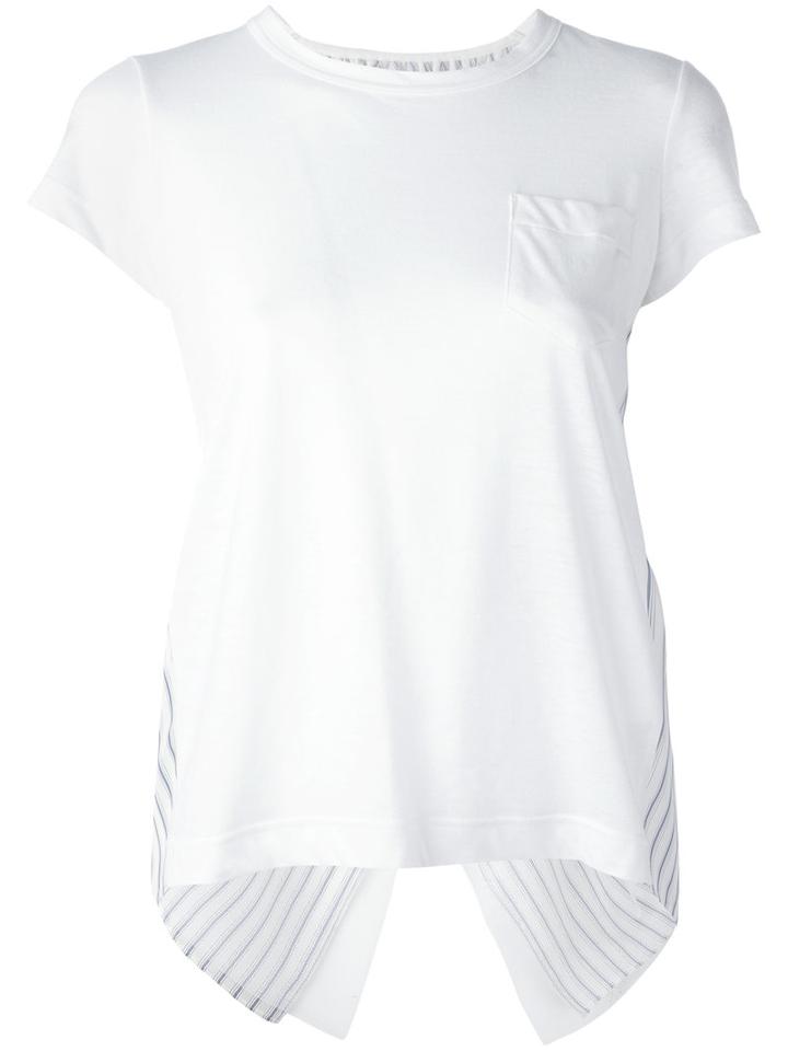 Sacai - Open Back Stripe Panel T-shirt - Women - Linen/flax/polyester/cupro - 1, Women's, White, Linen/flax/polyester/cupro