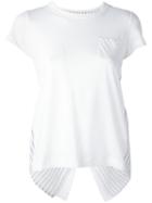 Sacai - Open Back Stripe Panel T-shirt - Women - Linen/flax/polyester/cupro - 1, Women's, White, Linen/flax/polyester/cupro