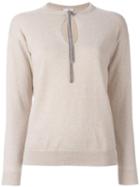 Brunello Cucinelli Metallic Tie Detailing Jumper, Women's, Size: Xxl, Nude/neutrals, Cashmere