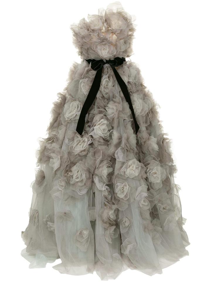 Marchesa Strapless Tulle Degrade Layered Dramatic Ballgown - Grey