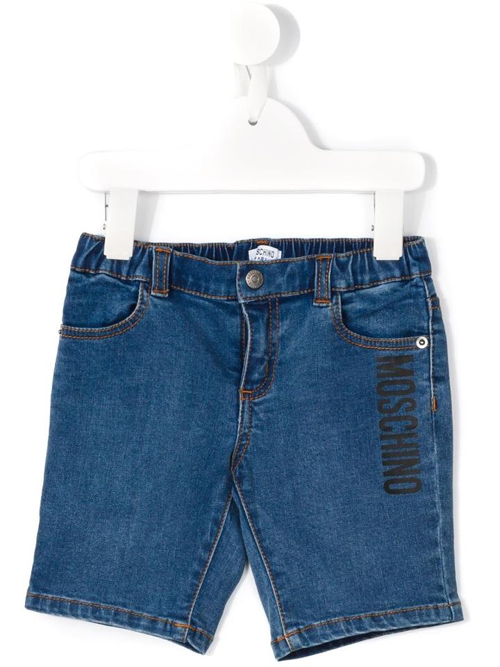 Moschino Kids Logo Print Denim Shorts, Toddler Boy's, Size: 2 Yrs, Blue
