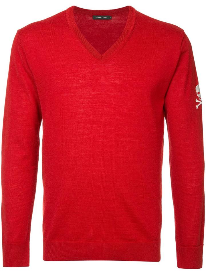 Loveless Skull Knit Sweater - Red