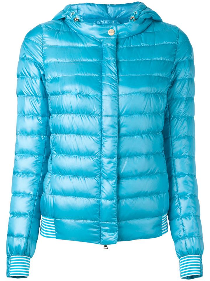 Herno Hooded Puffer Jacket, Women's, Size: 44, Blue, Polyamide/polyester/feather Down
