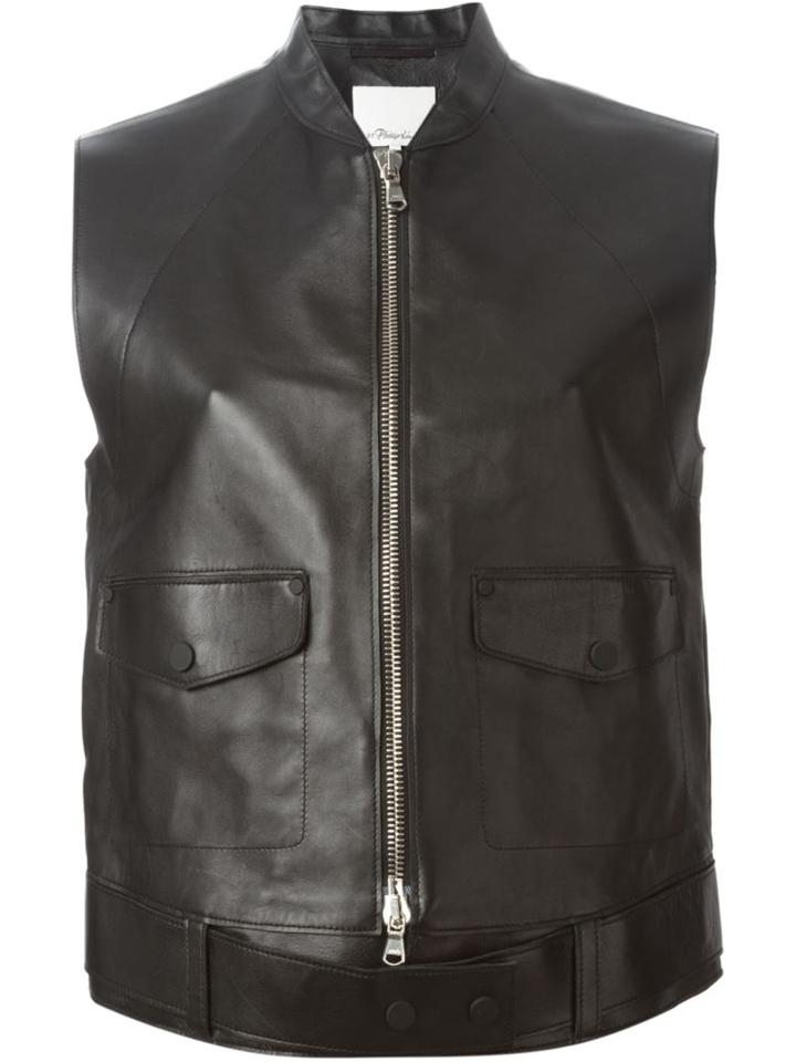 3.1 Phillip Lim Sleeveless Belted Jacket, Women's, Size: 4, Black, Lamb Skin/viscose