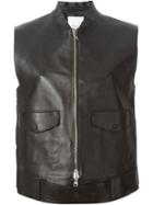 3.1 Phillip Lim Sleeveless Belted Jacket, Women's, Size: 4, Black, Lamb Skin/viscose