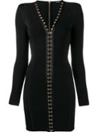 Balmain Fitted Hook Fasten Dress, Women's, Size: 36, Black, Viscose/polyamide/spandex/elastane