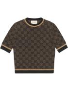 Gucci Gg Wool Top With Lurex - Brown