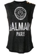 Balmain Logo Print Tank Top - Black