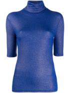 Majestic Filatures Knitted Turtle Neck Top - Blue