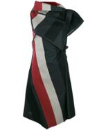 Issey Miyake Asymmetric Striped Layered Dress - Black