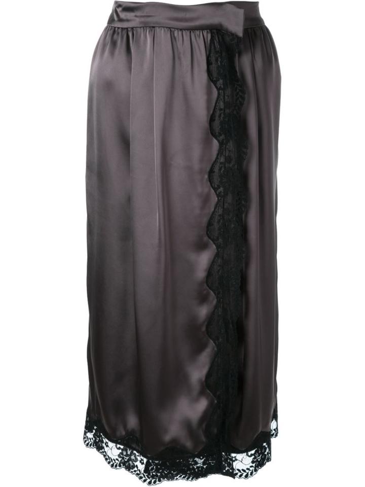 Muveil Lace Trim Wrap Skirt, Women's, Size: 36, Grey, Cupro/polyester/triacetate/nylon